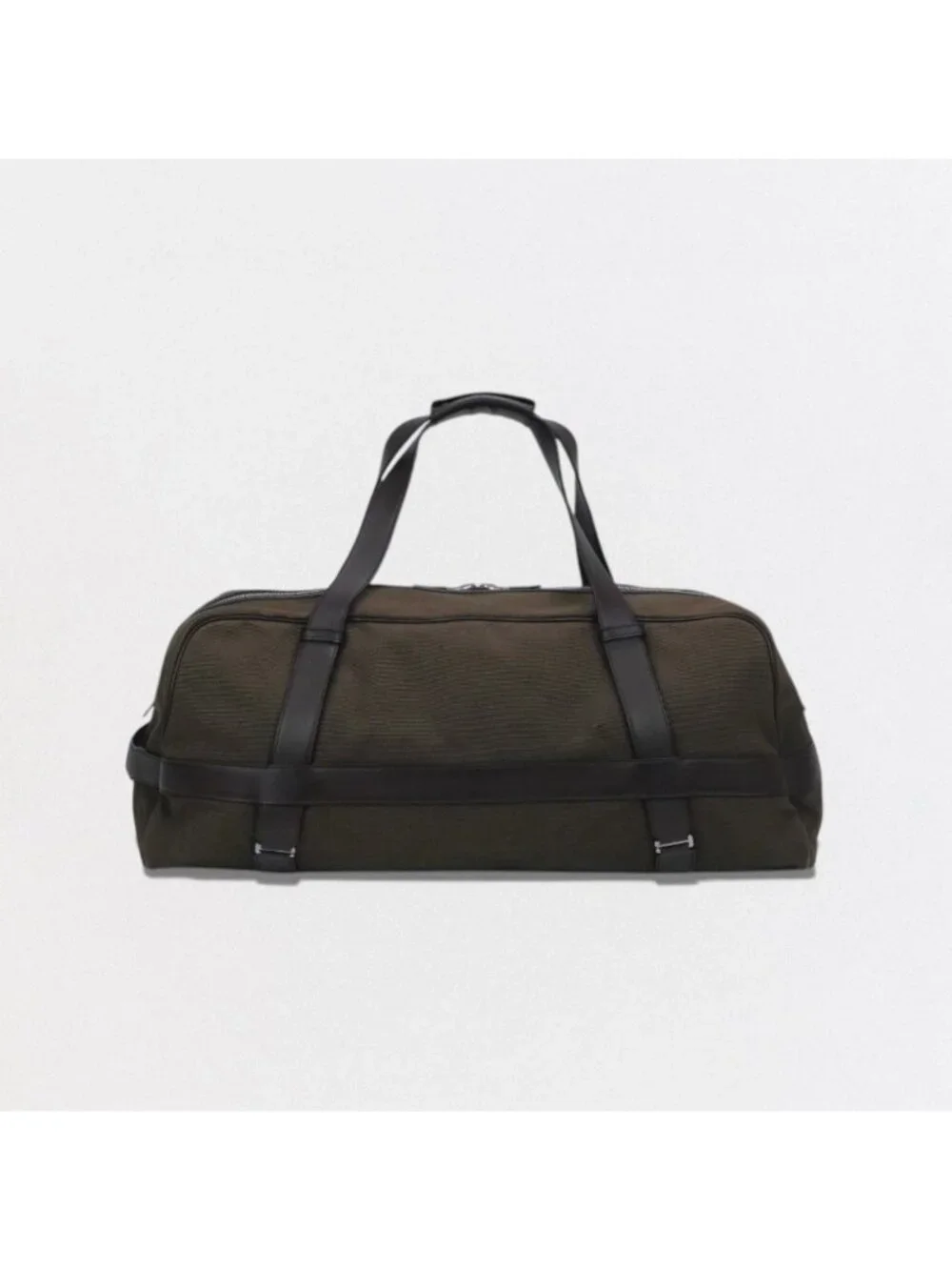 Hermes Allion 60 Boston Bag Toile H Leather Brown Khaki Green Silver 2-Way